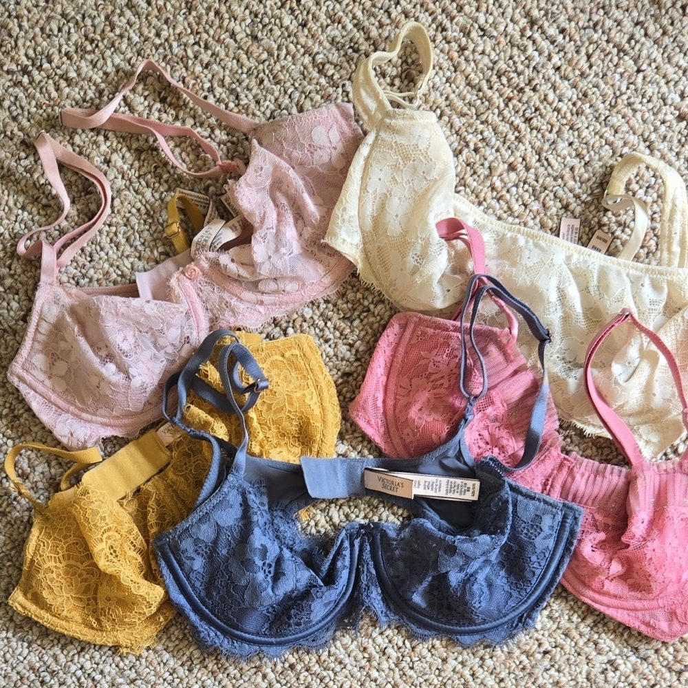 Lace Bralette Set - Pink, Yellow, Blue, Cr